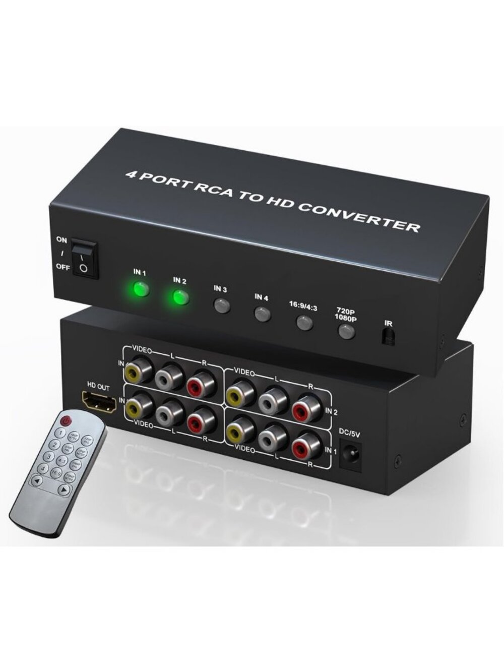 4-Port RCA to HDMI Converter - Composite to HDMI Adapter for N64, PS2, Smart TV